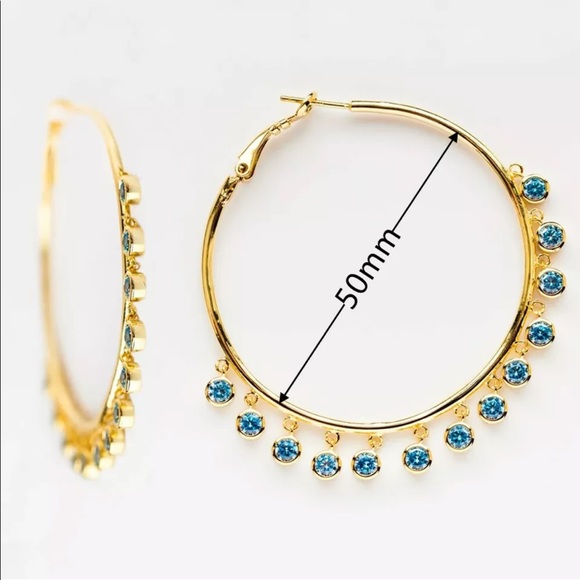 New 18k Yellow Gold Plated Hoop Earrings Personalized Cubic Zirconia Jewelry - Picture 7 of 7